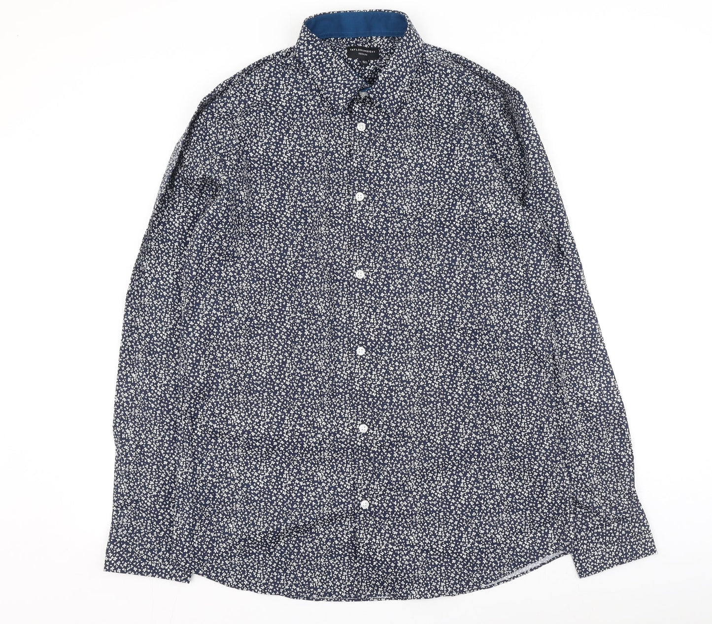 Taylor & Wright Mens Blue Floral Cotton  Button-Up Size 39 Collared