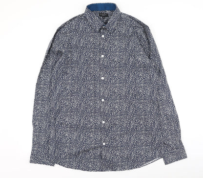 Taylor & Wright Mens Blue Floral Cotton  Button-Up Size 39 Collared