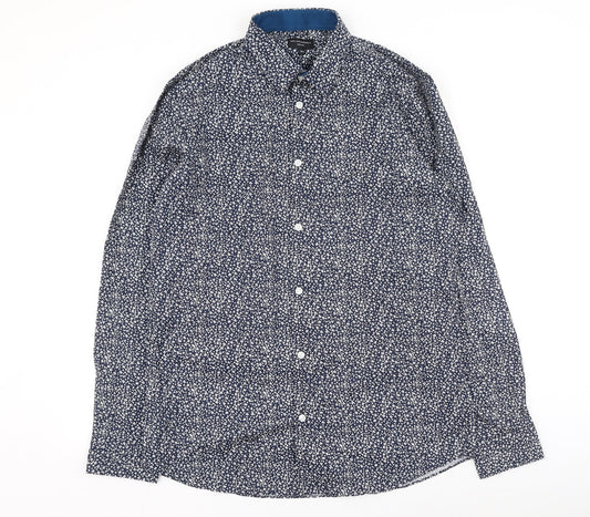 Taylor & Wright Mens Blue Floral Cotton  Button-Up Size 39 Collared