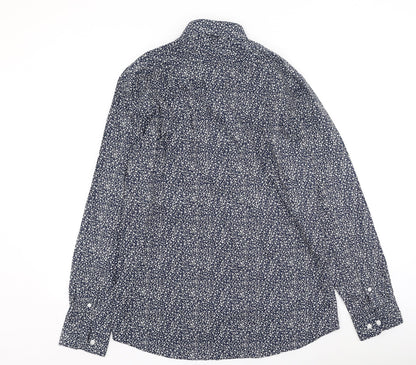 Taylor & Wright Mens Blue Floral Cotton  Button-Up Size 39 Collared