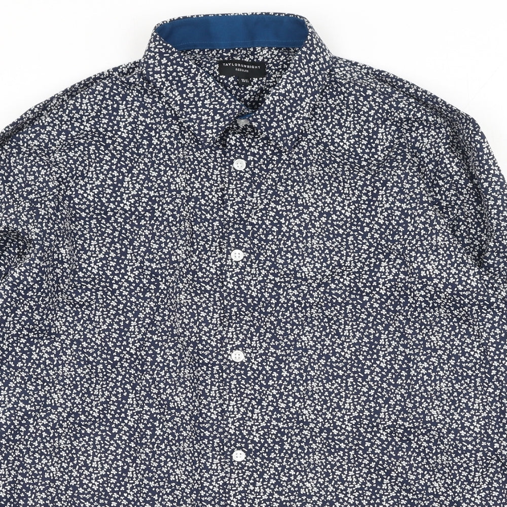 Taylor & Wright Mens Blue Floral Cotton  Button-Up Size 39 Collared