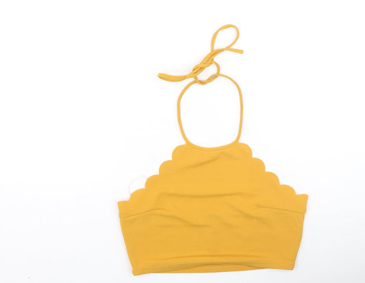 SheIn Womens Yellow  Polyester Basic Tank Size L Halter