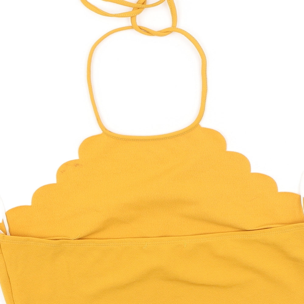 SheIn Womens Yellow  Polyester Basic Tank Size L Halter