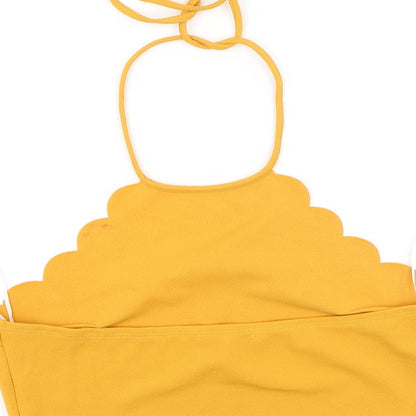 SheIn Womens Yellow  Polyester Basic Tank Size L Halter