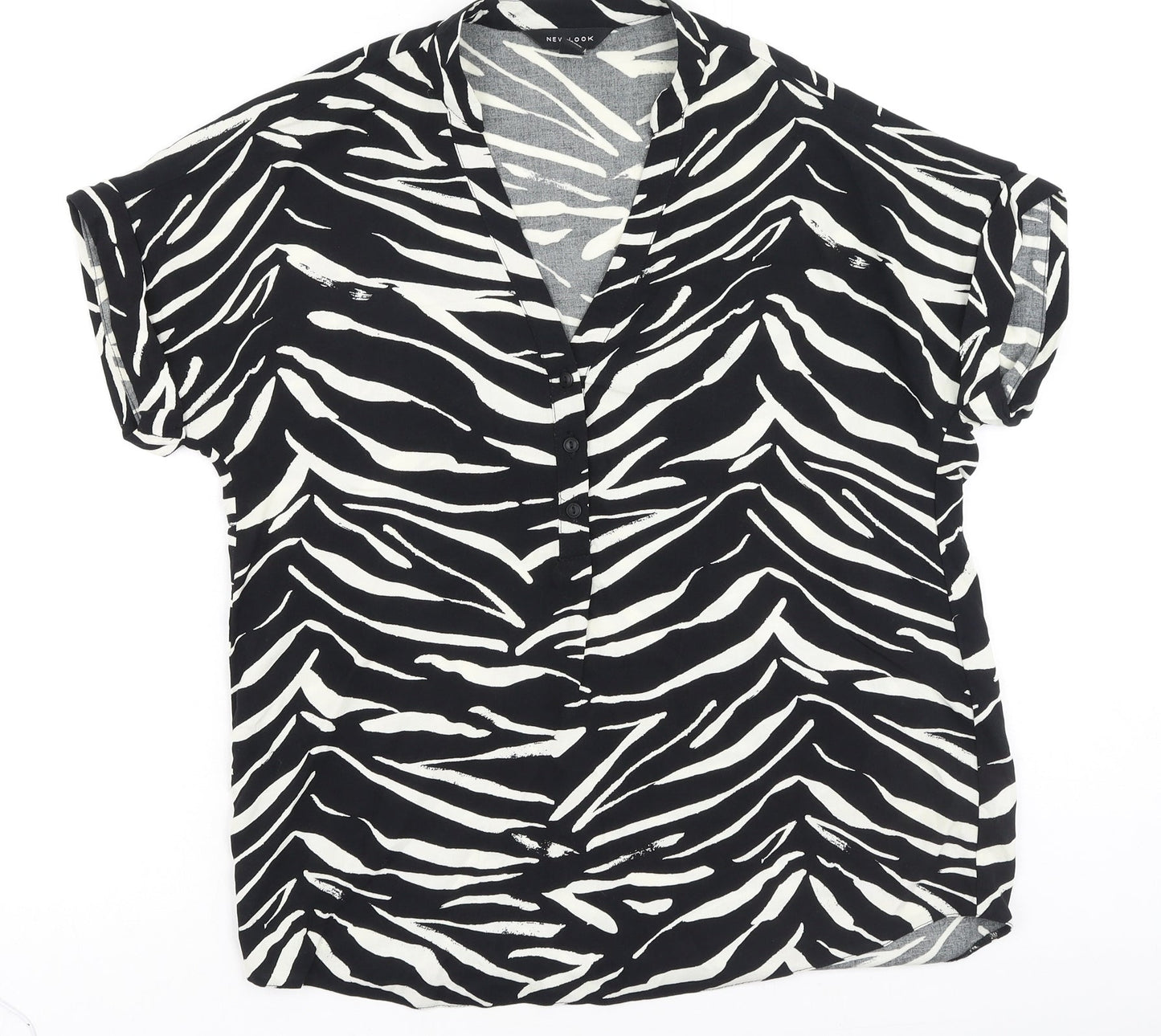 Womens UK Size 6 New Look Black Basic Blouse