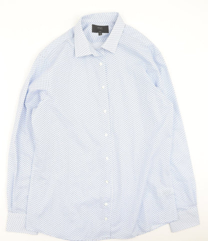 Mens UK Size 43 Marks and Spencer Blue  Button-Up Long Sleeve Casual Shirt