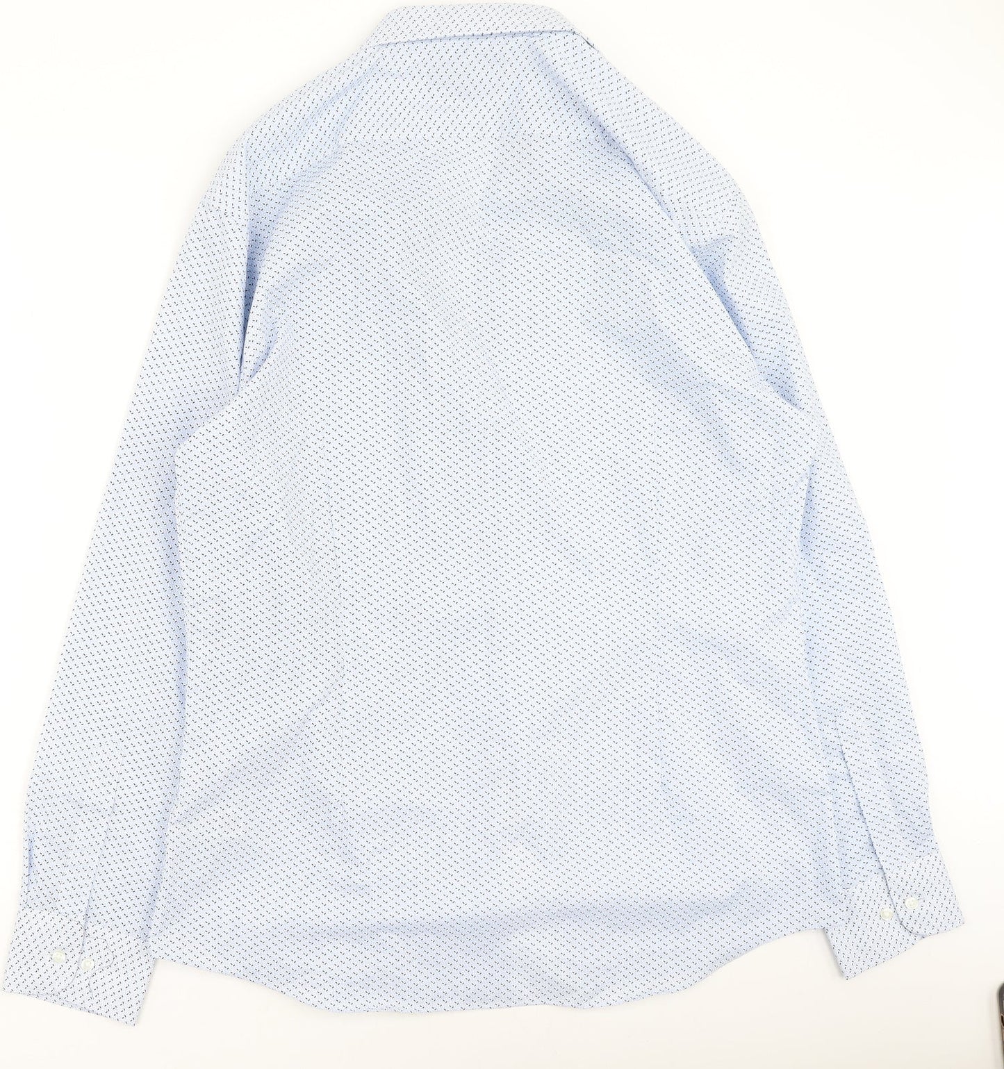 Mens UK Size 43 Marks and Spencer Blue  Button-Up Long Sleeve Casual Shirt
