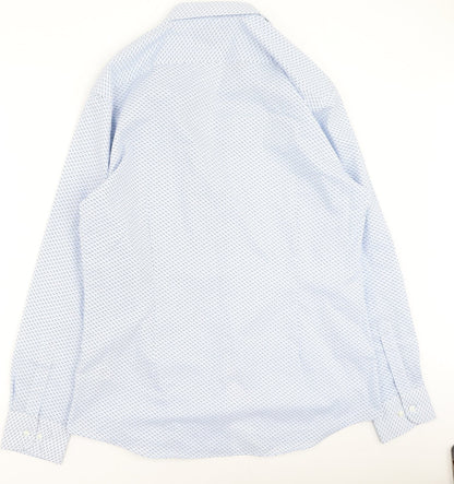 Mens UK Size 43 Marks and Spencer Blue  Button-Up Long Sleeve Casual Shirt