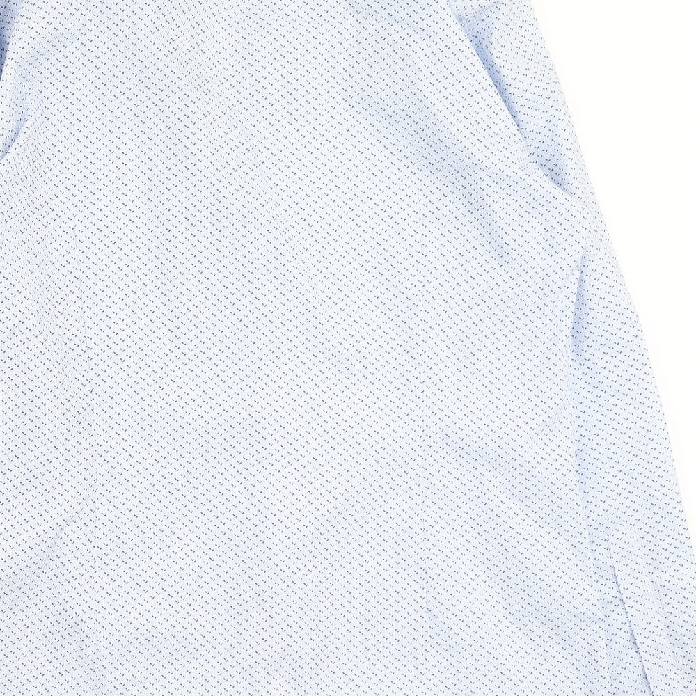 Mens UK Size 43 Marks and Spencer Blue  Button-Up Long Sleeve Casual Shirt
