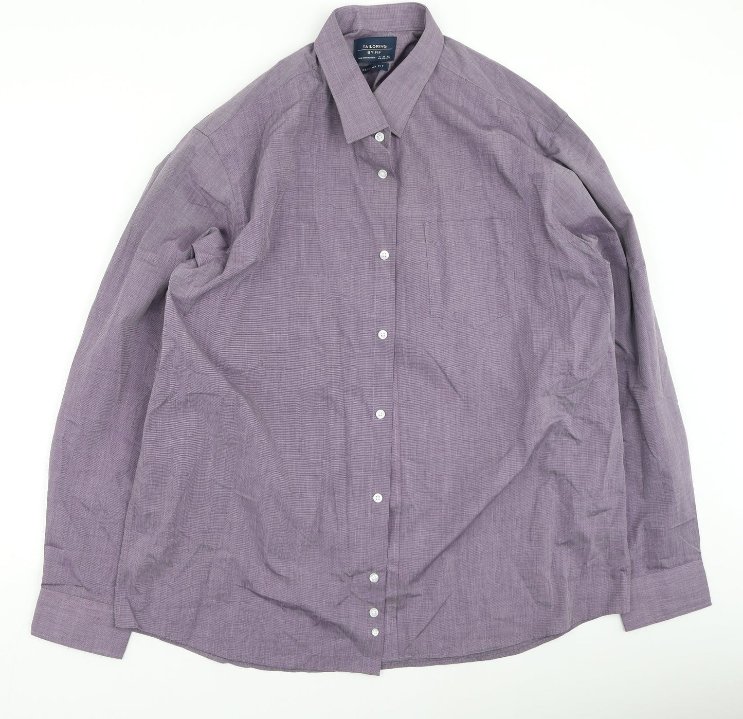 F&F Mens Purple  Polyester  Button-Up Size 44 Collared