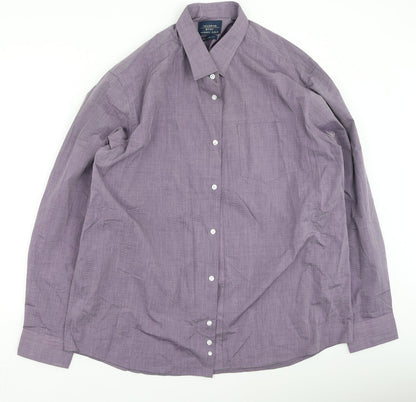 F&F Mens Purple  Polyester  Button-Up Size 44 Collared