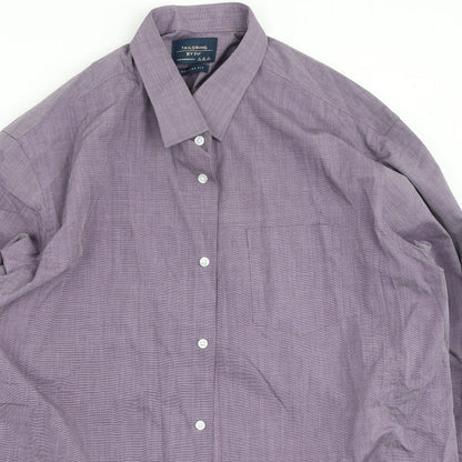 F&F Mens Purple  Polyester  Button-Up Size 44 Collared