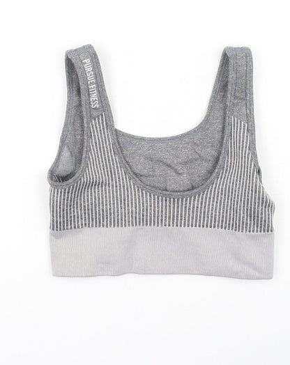 pure fitness Womens Grey  Polyester Cropped Tank Size S Round Neck