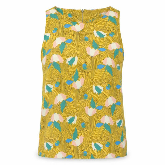 Glamorous Womens Yellow Floral Polyester Camisole Tank Size 6 Round Neck