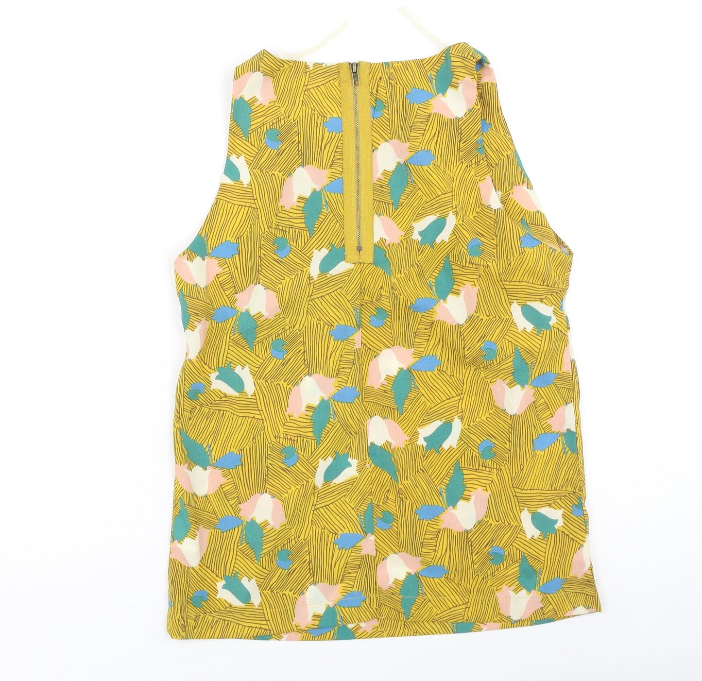 Glamours Womens Yellow Floral Polyester Camisole Tank Size 6 Round Neck