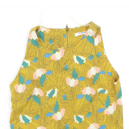 Glamours Womens Yellow Floral Polyester Camisole Tank Size 6 Round Neck