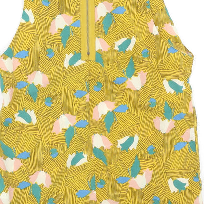Glamours Womens Yellow Floral Polyester Camisole Tank Size 6 Round Neck