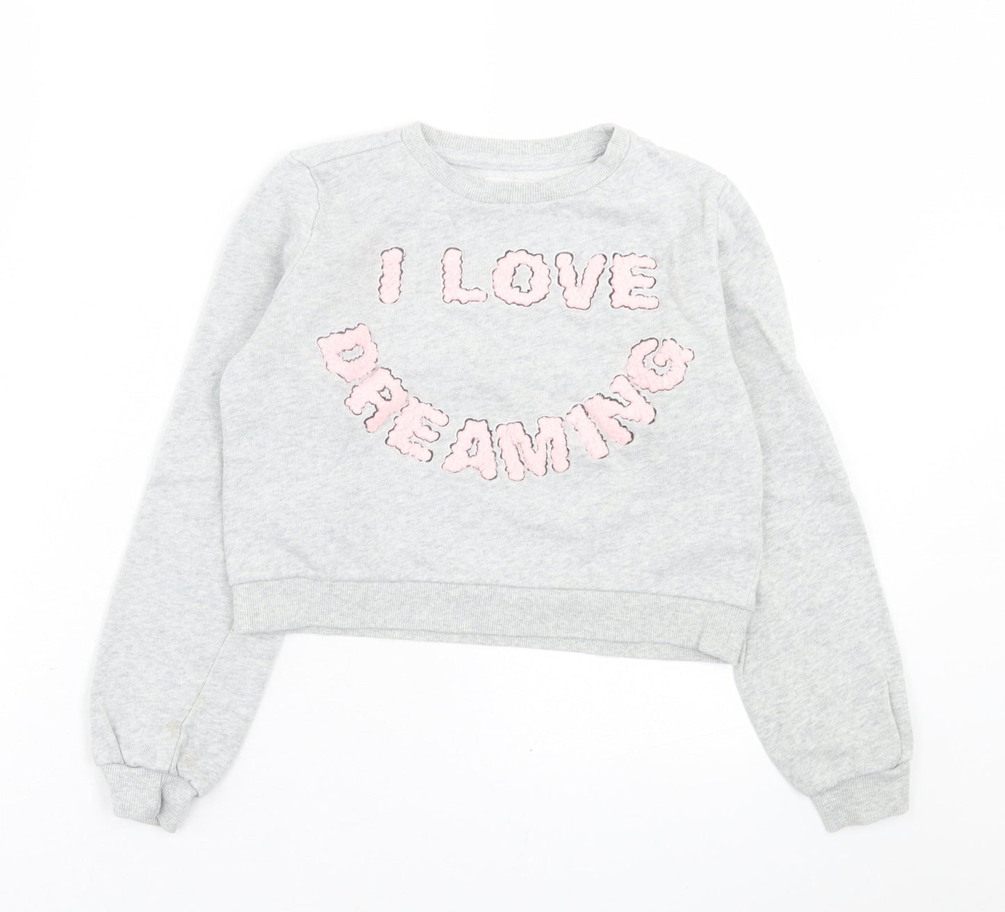 H&M Girls Grey  Cotton Pullover Sweatshirt Size 9-10 Years  Pullover - cropped