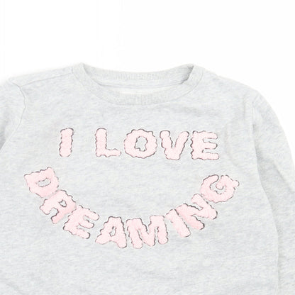 H&M Girls Grey  Cotton Pullover Sweatshirt Size 9-10 Years  Pullover - cropped