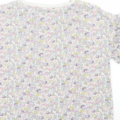 NEXT Girls Purple Floral Cotton Basic T-Shirt Size 5 Years Crew Neck Pullover