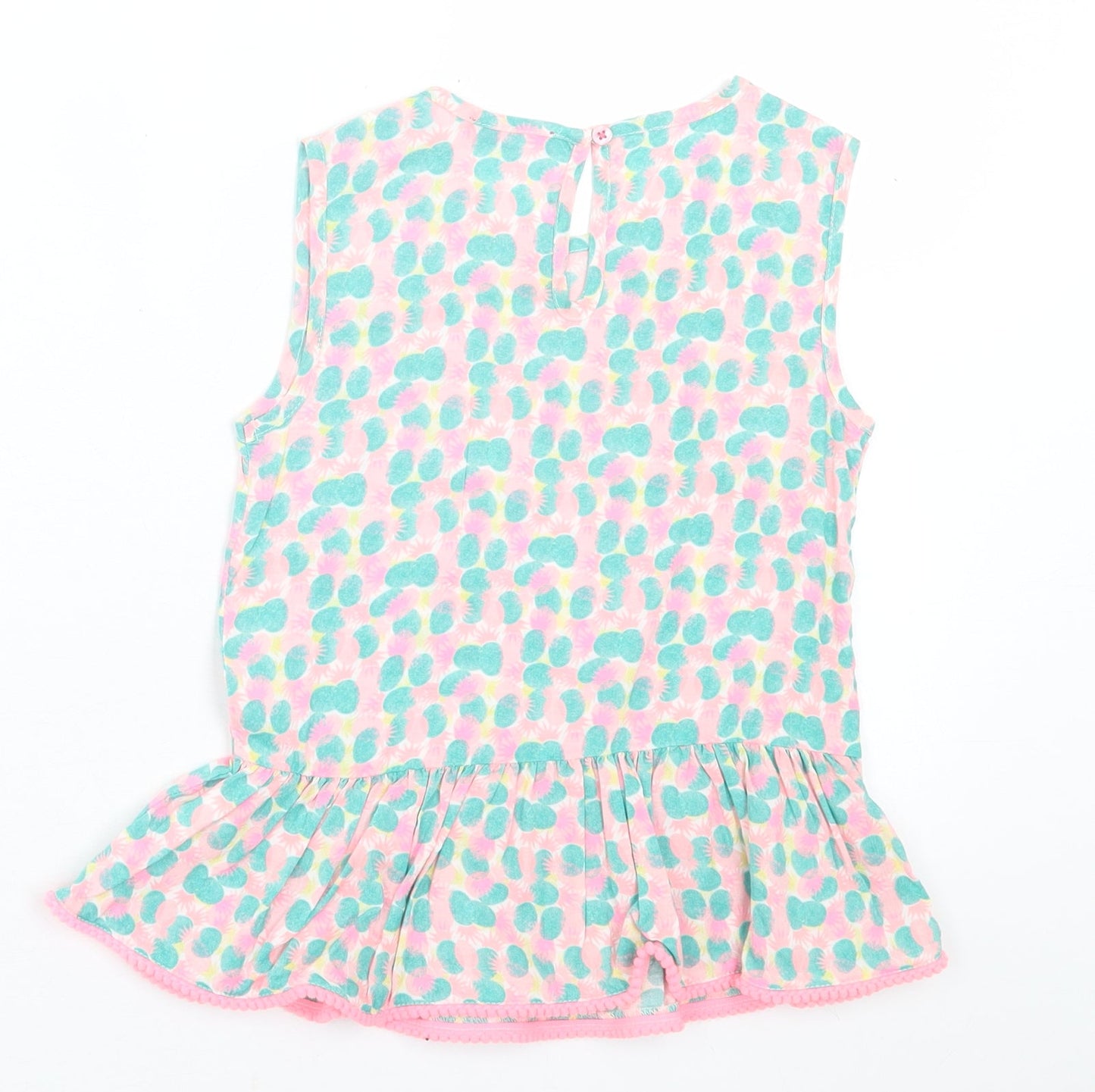 Young Dimension Girls Multicoloured Geometric Cotton Tunic Tank Size 6-7 Years Crew Neck Button