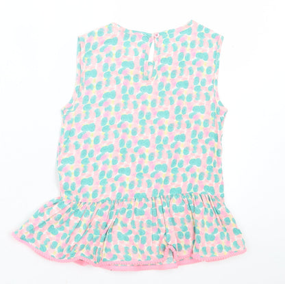 Young Dimension Girls Multicoloured Geometric Cotton Tunic Tank Size 6-7 Years Crew Neck Button