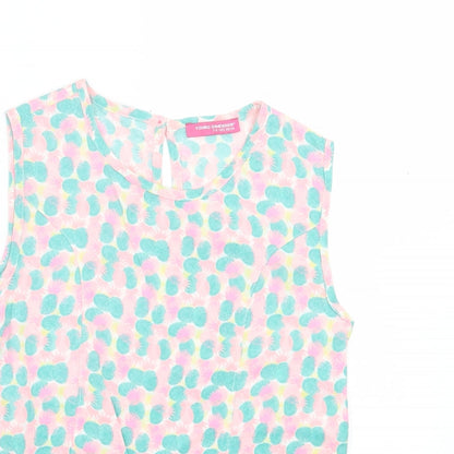 Young Dimension Girls Multicoloured Geometric Cotton Tunic Tank Size 6-7 Years Crew Neck Button