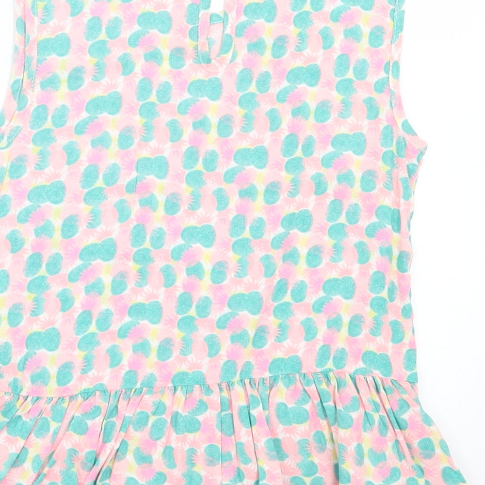 Young Dimension Girls Multicoloured Geometric Cotton Tunic Tank Size 6-7 Years Crew Neck Button