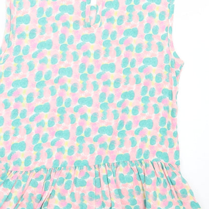 Young Dimension Girls Multicoloured Geometric Cotton Tunic Tank Size 6-7 Years Crew Neck Button