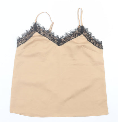 Womens UK Size 10 Topshop Beige Basic Tank