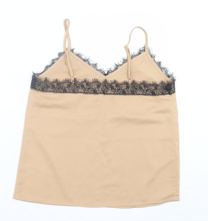 Womens UK Size 10 Topshop Beige Basic Tank