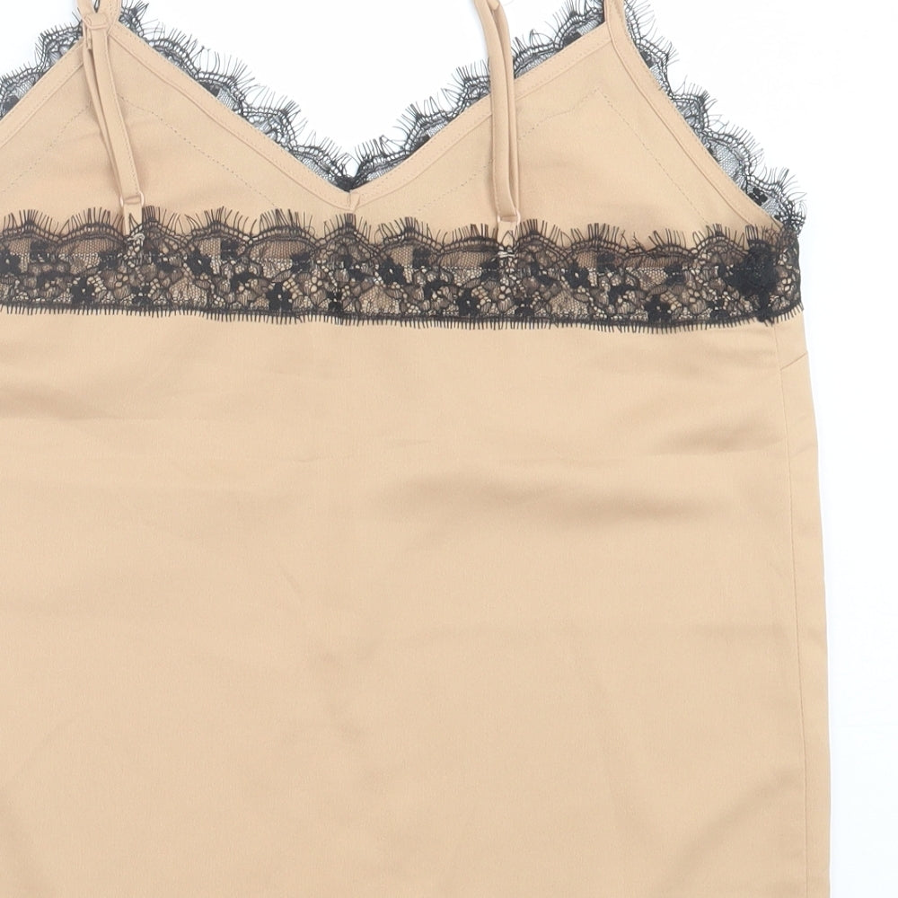 Womens UK Size 10 Topshop Beige Basic Tank
