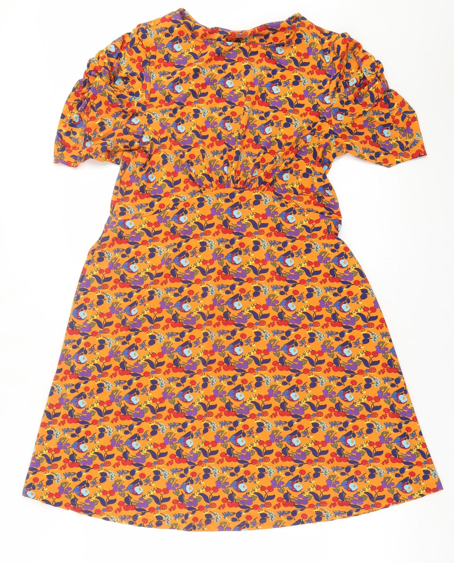 NEXT Womens Orange Geometric Polyester A-Line  Size 14  Crew Neck Pullover