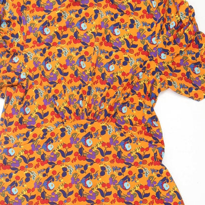 NEXT Womens Orange Geometric Polyester A-Line  Size 14  Crew Neck Pullover