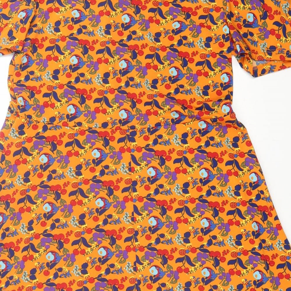 NEXT Womens Orange Geometric Polyester A-Line  Size 14  Crew Neck Pullover