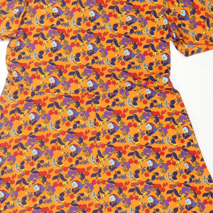 NEXT Womens Orange Geometric Polyester A-Line  Size 14  Crew Neck Pullover