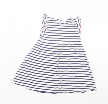 NEXT Girls White Striped Cotton A-Line  Size 12-18 Months  Crew Neck Pullover