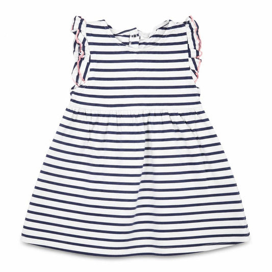 NEXT Girls White Striped Cotton A-Line  Size 12-18 Months  Crew Neck Pullover