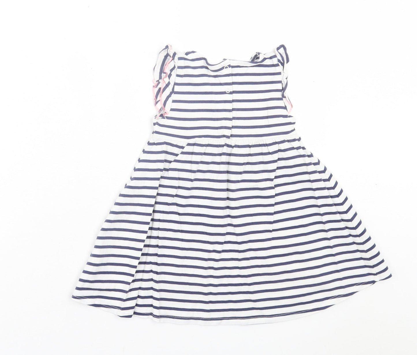 NEXT Girls White Striped Cotton A-Line  Size 12-18 Months  Crew Neck Pullover
