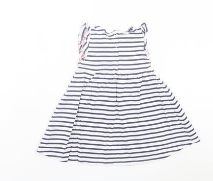 NEXT Girls White Striped Cotton A-Line  Size 12-18 Months  Crew Neck Pullover