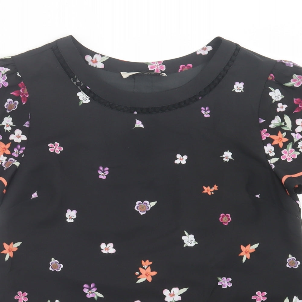 Womens UK Size 8 Oasis Black Basic T-Shirt