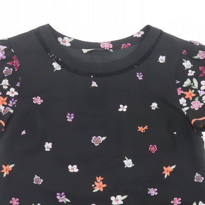 Womens UK Size 8 Oasis Black Basic T-Shirt