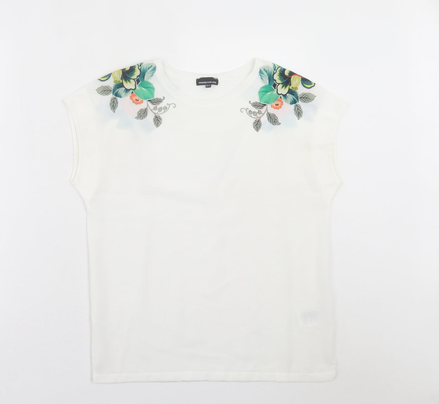 Womens UK Size 6 Warehouse White Basic T-Shirt