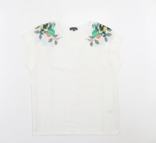 Womens UK Size 6 Warehouse White Basic T-Shirt