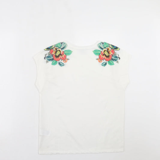 Womens UK Size 6 Warehouse White Basic T-Shirt