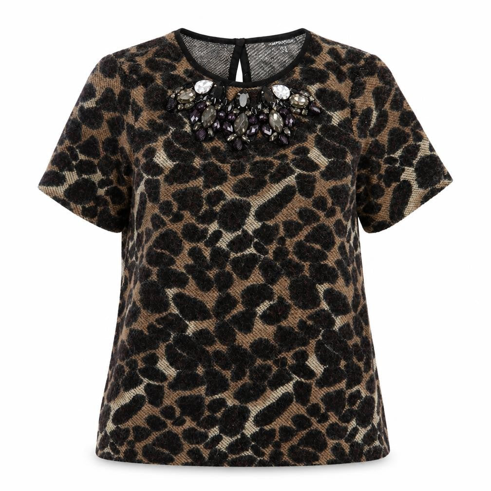 Womens UK Size 8 Warehouse Brown Basic T-Shirt