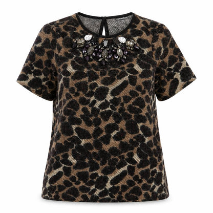 Womens UK Size 8 Warehouse Brown Basic T-Shirt