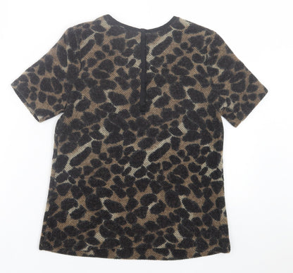 Womens UK Size 8 Warehouse Brown Basic T-Shirt