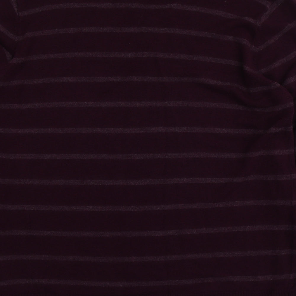 M&S Mens Purple V-Neck Striped Acrylic Pullover Jumper Size XL