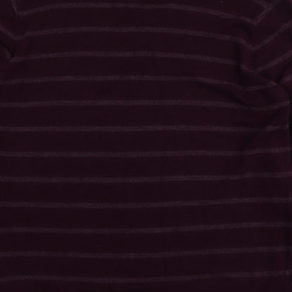 M&S Mens Purple V-Neck Striped Acrylic Pullover Jumper Size XL